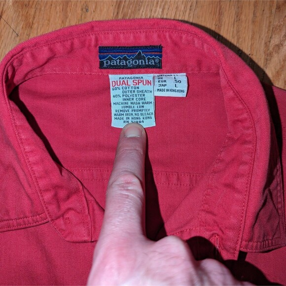 Vintage Patagonia Dual Spun Shirt Men's Medium M Red Button Up Hong Kong - Picture 4 of 7
